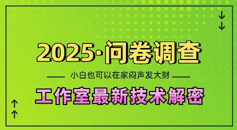 2025问卷调查最新工作室技术解密：一个人在家也可以闷声发大财，小白一天2张，可矩阵放大【揭秘】-学长代码-毕业设计源码网