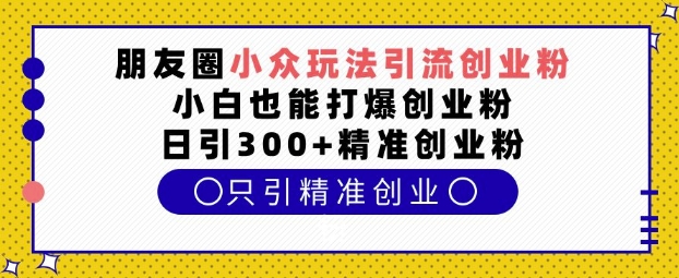 朋友圈小众玩法引流创业粉，小白也能打爆创业粉，日引300+精准创业粉【揭秘】-学长代码-毕业设计源码网