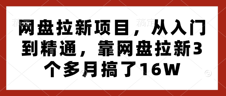 网盘拉新项目，从入门到精通，靠网盘拉新3个多月搞了16W-学长代码-毕业设计源码网