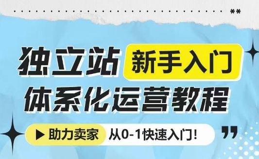 独立站新手入门体系化运营教程，助力独立站卖家从0-1快速入门!-学长代码-毕业设计源码网